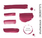 Collection of wine banners and blots on white background