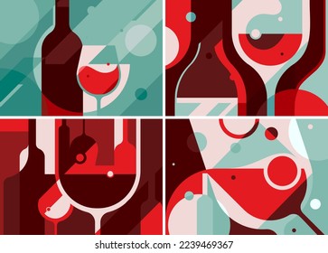 Collection of wine banners. Placard designs in abstract style.