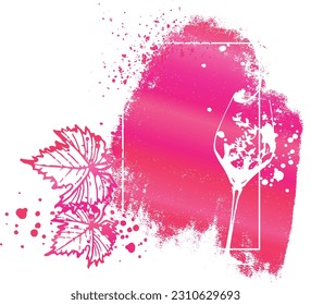 Collection of wine glasses and bottles - Wine Designs. Sketch vector illustration. Hand drawn elements for invitation cards, advertising banner and menu cards. Wine glasses with splashing wine.