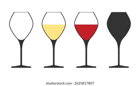 Colección de copas de vino rellenas de vino