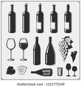 Collection of Wine icons and design elements.