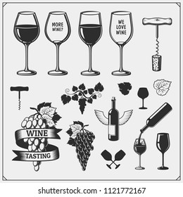 Collection of Wine icons and design elements.