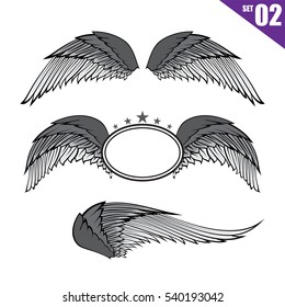 Collection of wings design element isolated on white background vector illustration eps10