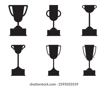 Collection of winner cup shapes. Vector illustration isolated on white background