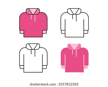 Collection of winter apparel sweaters, hoodies vector icon design