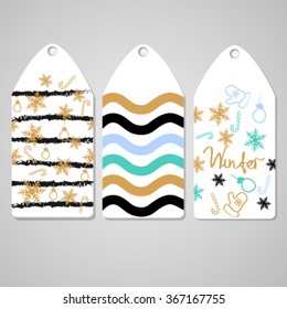 Collection of winter card templates. Winter Holiday,greeting seasonal  congratulations, invitations.