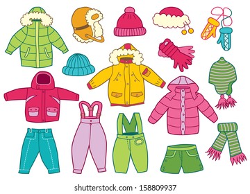 collection of winter children's clothing