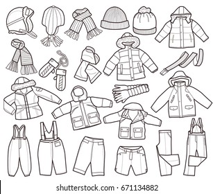 Kid's Winter Clothes Stock Vectors, Images & Vector Art | Shutterstock