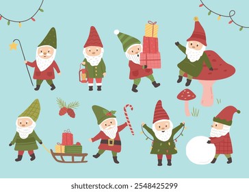 Coleção de inverno Natal polo norte Elfo ilustração vetor 