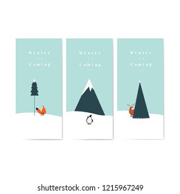 Collection of winter is coming posters vector