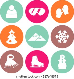 Collection of winter icons activities in flat design style