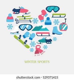 Collection of winter icons activities in flat design style