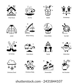Collection of Winter Linear Icons 

