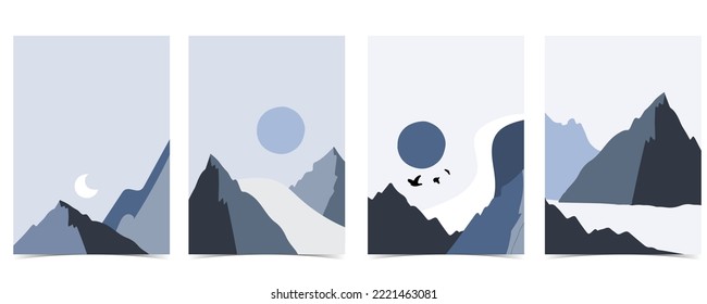 Colección del paisaje natural de invierno con montaña y cielo