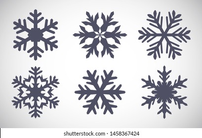 Collection of winter snowflakes icon vector illustration set