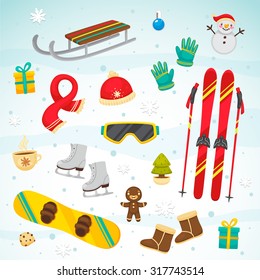 Collection of winter symbols, vector.