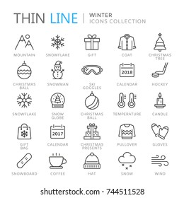 Collection Of Winter Thin Line Icons