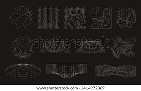 Collection of wireframe graphic elements different shapes