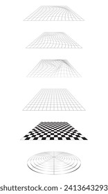 Collection of wireframes different shapes. Abstract wireframe perspective flat design