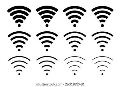 Coleção de ícones de Wi-Fi sem fio define ilustração vetorial.