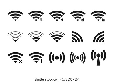 collection of wireless and Wifi icons template. Vector illustration color editable 