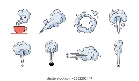 Coleção de elementos de nevoeiro e vapor sabioso para efeitos visuais
