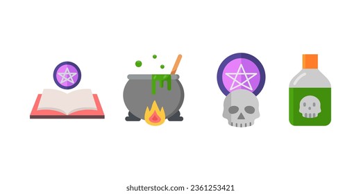 collection of witchcraft magic icons, flat set of witchcraft vector icons for web design