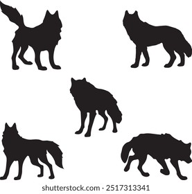 Collection of wolf animal silhouettes illustration