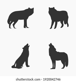 Collection of wolf animal silhouettes vector illustration