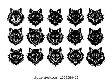 Collection of wolf head silhouette