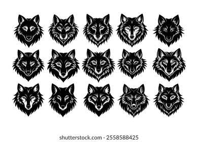 Collection of wolf head silhouette