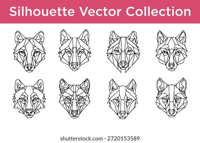 Colección de Vectores de la silueta del lobo aislados en el fondo blanco