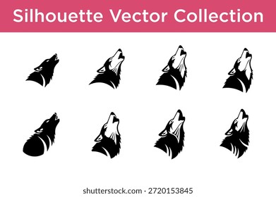 Colección de Vectores de la silueta del lobo aislados en el fondo blanco