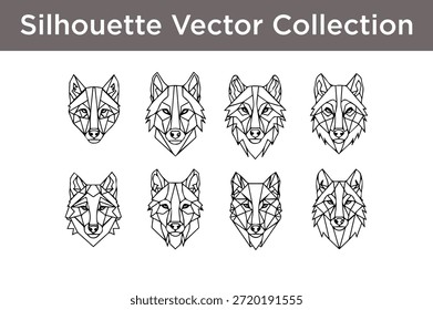 Colección de Vectores de la silueta del lobo aislados en el fondo blanco