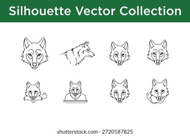 Sammlung von Wolfssilhouetten einzeln auf weißem Hintergrund
