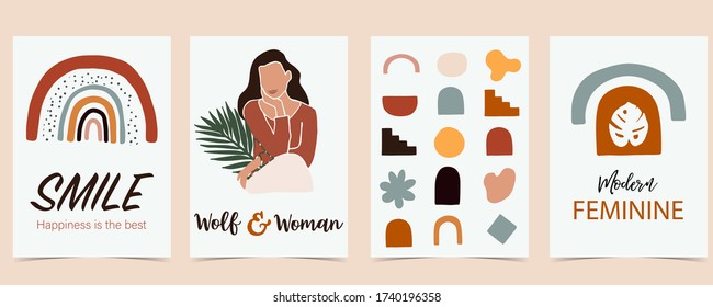 Collection of woman background set with color.Editable vector illustration for website, invitation,postcard and sticker