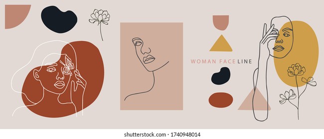 Collection of woman background set with color.Editable vector illustration for website, invitation,postcard and sticker