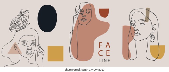 Collection of woman background set with color.Editable vector illustration for website, invitation,postcard and sticker