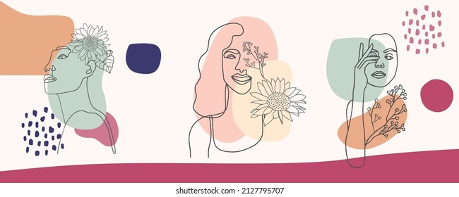 Collection of woman background set with color.Editable vector illustration for website, invitation,postcard and sticker