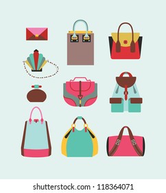 collection of woman bags for day and evening illustration eps 10