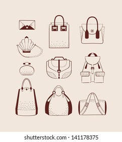 collection of woman bags for day and evening illustration eps 10