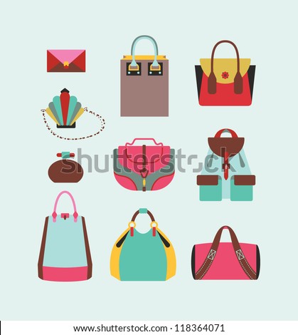 collection of woman bags for day and evening illustration eps 10