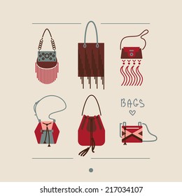 collection of woman bags and purses vector illustration eps 10