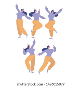Collection of  woman dancing and having fun at a birthday party