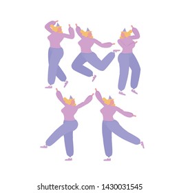 Collection of  woman dancing and having fun at a birthday party
