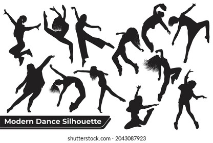 Collection of Woman Modern dance silhouettes in different poses