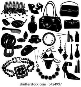 collection of women accessories vector