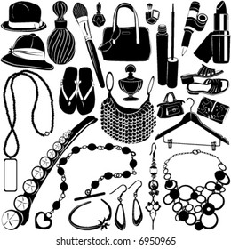 collection of women accessories vector 3