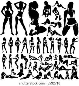collection of women in bikini vector