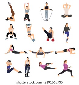 collection of women with different workout activities.